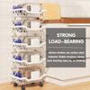 Folding Rolling Storage Cart, White 5-Tier Metal Kitchen Cart view 4