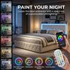160 x 200 cm Bed with Storage, Upholstered LED Headboard, USB and USB-C view 2