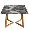 Morbuy Square Tablecloth with Elastic Edge, 3D Marble Pattern, Waterproof, Gray Gold, 120 x 120 cm view 1