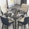 Morbuy Square Tablecloth with Elastic Edge, 3D Marble Pattern, Waterproof, Gray Gold, 120 x 120 cm view 4