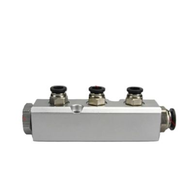 MDBJTCYZN 30 x 30 mm 3-Way Pneumatic Fitting Air Distributor Block, G1/4" Outlet, G1/2" Inlet