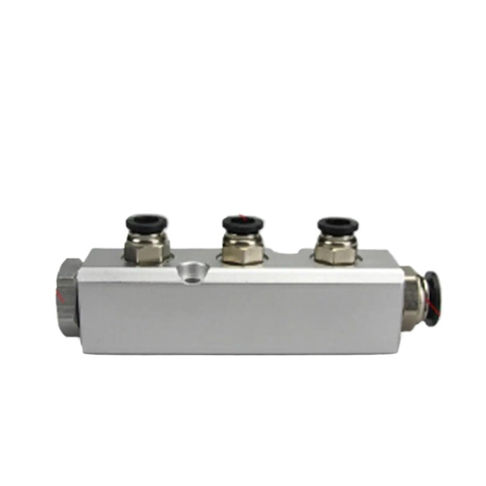 MDBJTCYZN 30 x 30 mm 3-Way Pneumatic Fitting Air Distributor Block, G1/4" Outlet, G1/2" Inlet