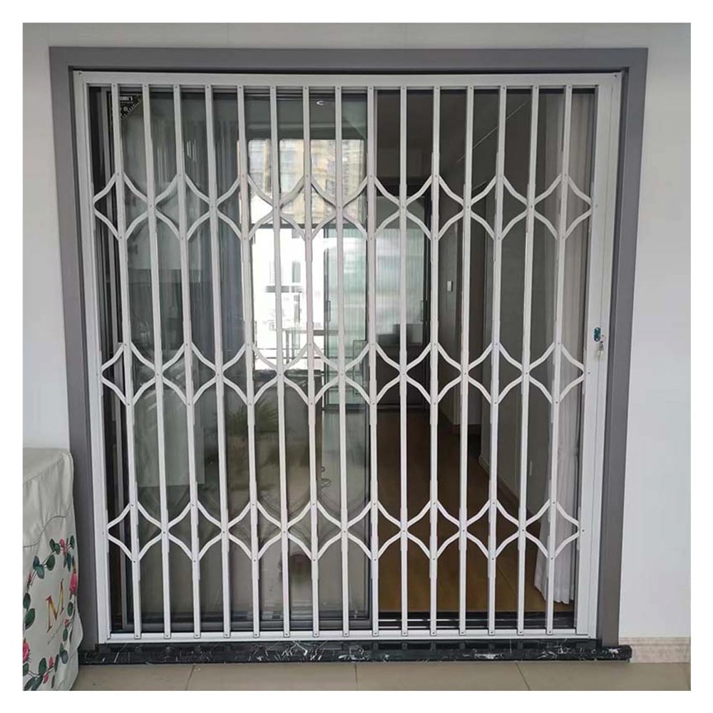 Aluminum Alloy Accordion Window Grille, Concealed Sliding, Foldable, Push-and-Pull, Outdoor, Burglar Protection (120 x 150 cm/47.2 x 59 in)