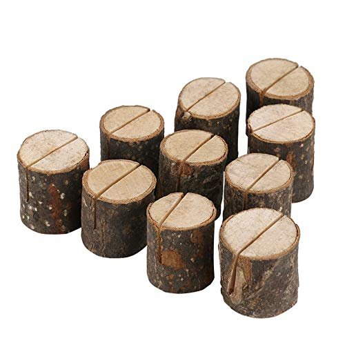 50 Rustic Wooden Place Card Holders, Table Number and Photo Holders