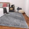 ANJIAJIE Shaggy Rug 110 x 150 cm, Soft Modern Solid-Color Design, Gray view 1