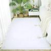 ANJIAJIE High-Pile Living Room Rug 125 x 210 cm, Soft, Modern, Easy-Care, Solid Color, Silky Sheen, Fluffy, Non-Slip, White view 1