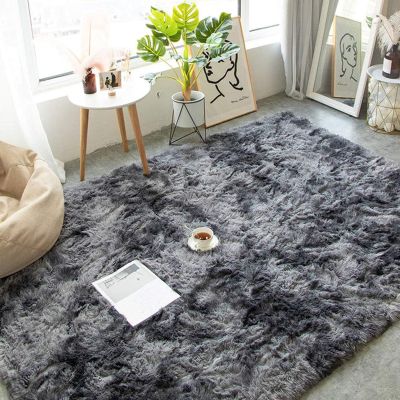 ANJIAJIE Shaggy Area Rug, 220 x 240 cm, Extra-Soft High-Pile, Non-Slip, Dark Gray