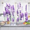 Treer 2-Piece Floral Cafe Curtains, Short Window Curtains, Lavender, 65 x 60 cm view 3