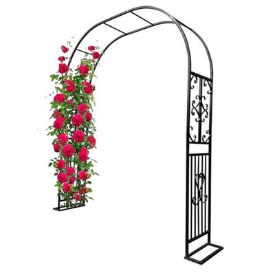 Sturdy Steel Trellis for Climbing Plants, Black Metal Lawn Spike, 140 cm Outdoor Arch Stand for Wedding and Party Decorations