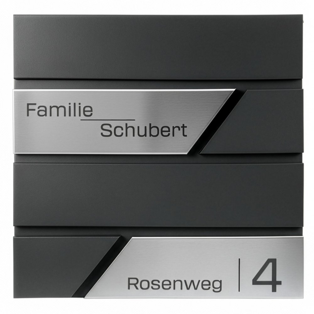 Grafner Premium Personalized Mailbox, RAL 7016 Anthracite Gray, with Newspaper Compartment and 2 Keys
