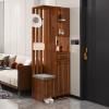 Freestanding Wooden Privacy Room Divider with Storage and Shoe Bench, 80 cm/31.5 in view 1