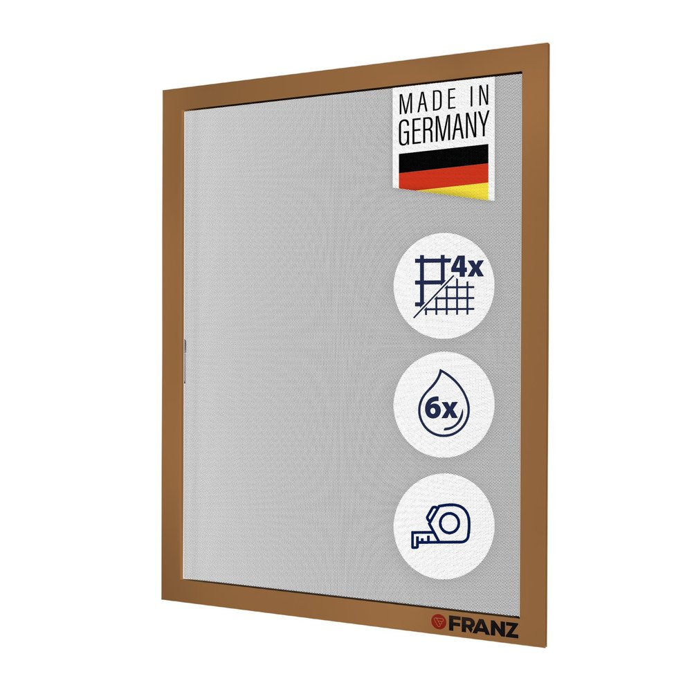 Custom-Fit Insect Screen for Windows, Pre-Assembled, No Drilling, Aluminum Frame, Made in Germany (Ochre, 40 x 130 cm)