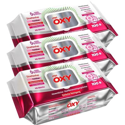 Mr. OXY Maxima All-Purpose Cleaning Wipes, Streak-Free, Fast-Drying, Cherry Blossom Scent, with White Vinegar & Baking Soda, No Rinsing Required, Pack of 3