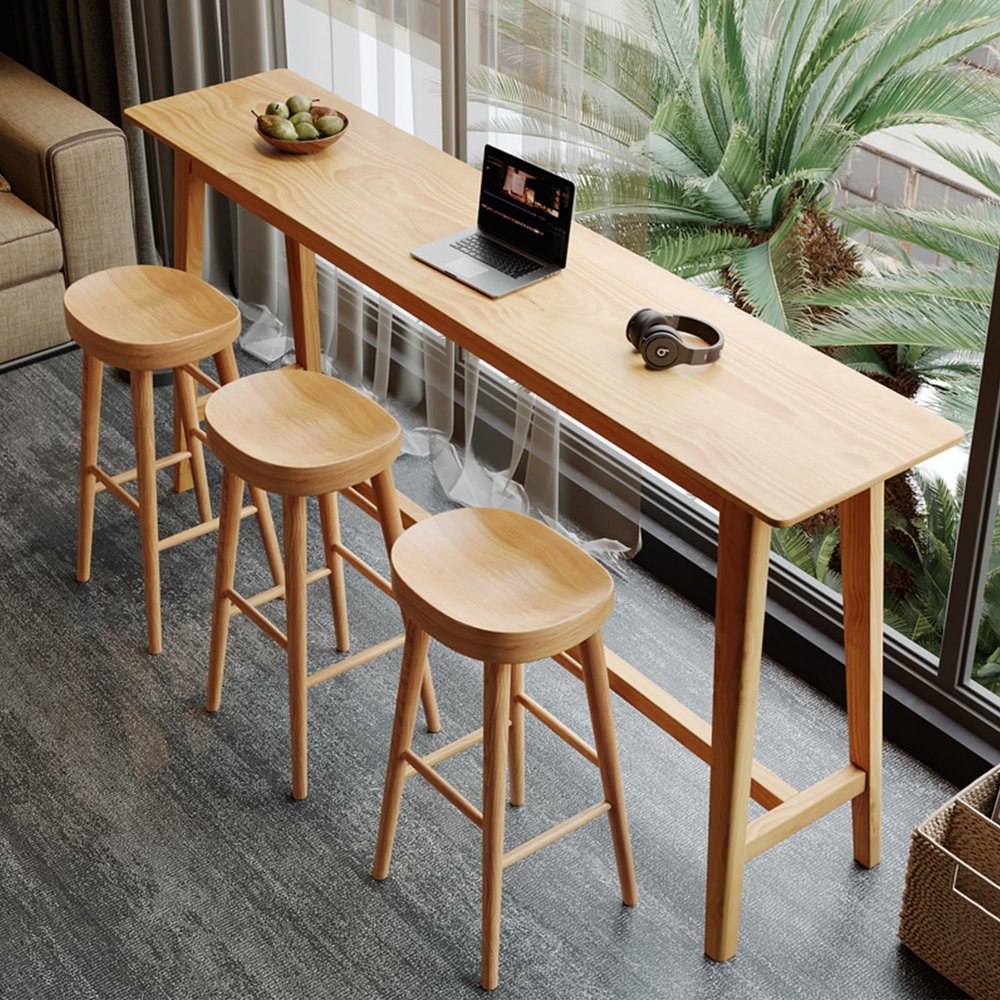 Tqertrtfxa Tall Narrow Solid Wood Bar Table, Farmhouse-Style Standing Table, 120 x 40 cm (47.2 x 15.7 in), Stools Not Included