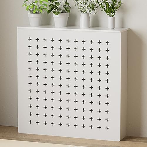Modern White Radiator Cover, Ventilated, Easy to Clean, with Storage Shelf, 50 x 70 x 15 cm