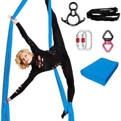 Aerial Silks Kit for Yoga and Acrobatics, 40D Nylon Hammock, 9, 15, or 20 Yards