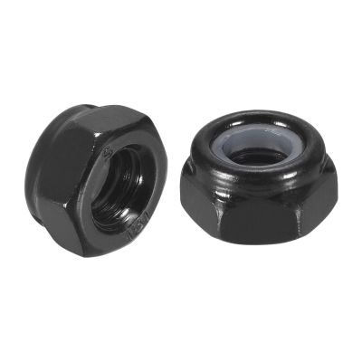 QUARKZMAN 15-Pack M6 x 1 Nylon Insert Hex Lock Nuts, Carbon Steel, Black
