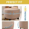 Round Ottoman Cover 60/40/50/45 cm Stretch Pouf Slipcover, Stool Cover, Footstool Cover, Light Gray, Diameter 80 cm view 4