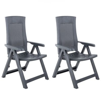 Teenpull Adjustable Garden Chairs, 2-Piece Set, Anthracite Plastic, Folding, Weather-Resistant, 59 x 67 x 106 cm