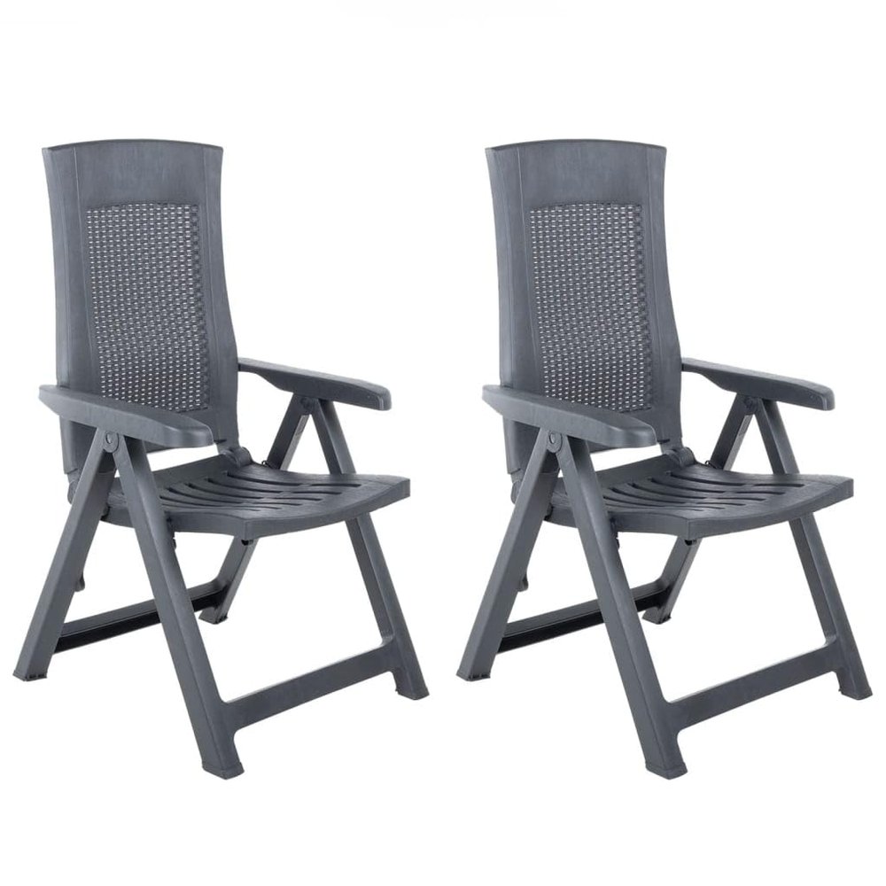 Teenpull Adjustable Garden Chairs, 2-Piece Set, Anthracite Plastic, Folding, Weather-Resistant, 59 x 67 x 106 cm