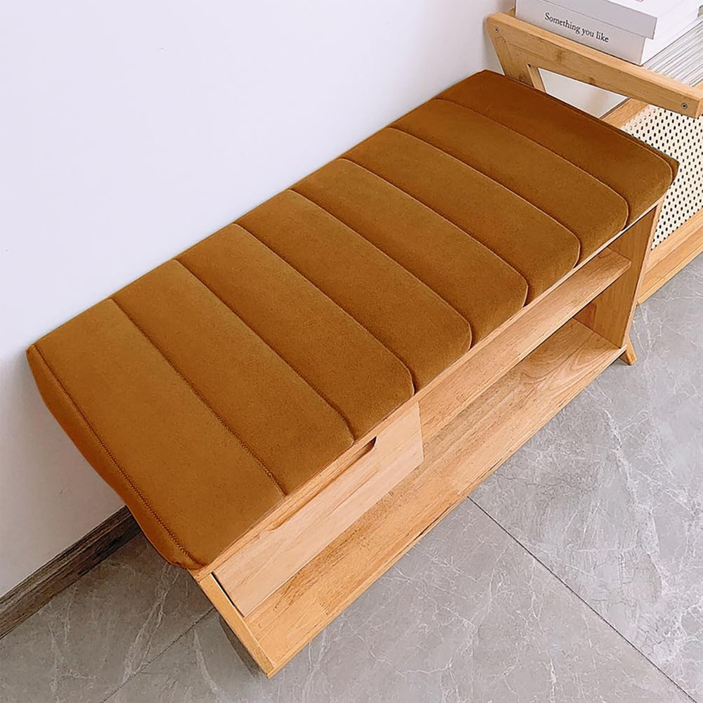WLXFF Washable Removable Garden Bench Cushion, Orange, 100 x 35 cm