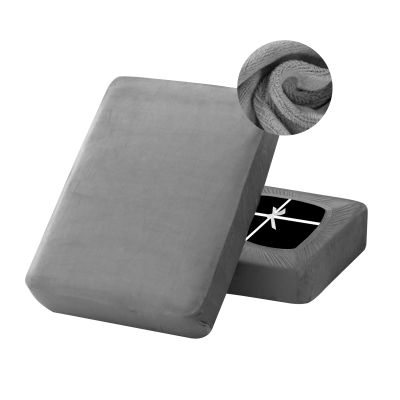 KYJSW 1-Piece Stretch Velvet Sofa Seat Cushion Cover, Non-Slip Universal Cover for L-Shaped Chaise Lounge, Light Gray, Large 2-Seater