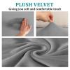 KYJSW 1-Piece Stretch Velvet Sofa Seat Cushion Cover, Non-Slip Universal Cover for L-Shaped Chaise Lounge, Light Gray, Large 2-Seater view 4