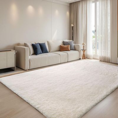 ANJIAJIE High-Pile Shaggy Rug, 175 x 220 cm, White