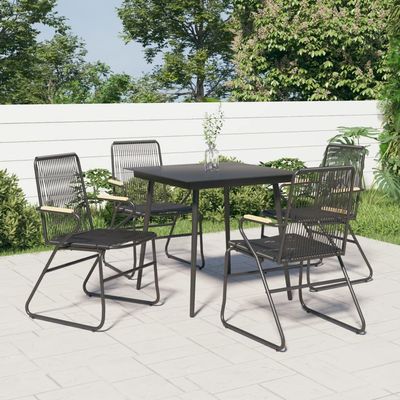 Teenpull 4-Piece Garden Chair Set, Black, 58 x 59 x 85.5 cm