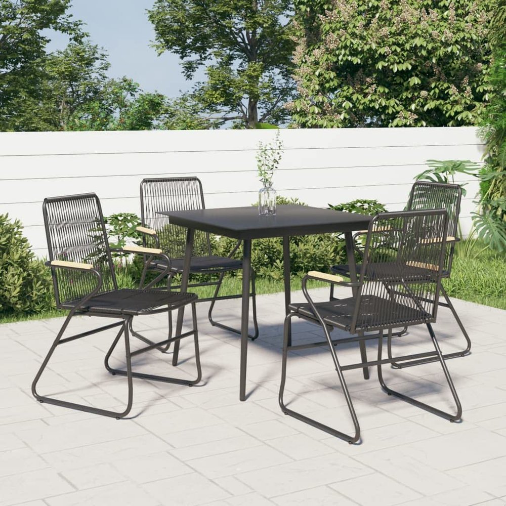 Teenpull 4-Piece Garden Chair Set, Black, 58 x 59 x 85.5 cm