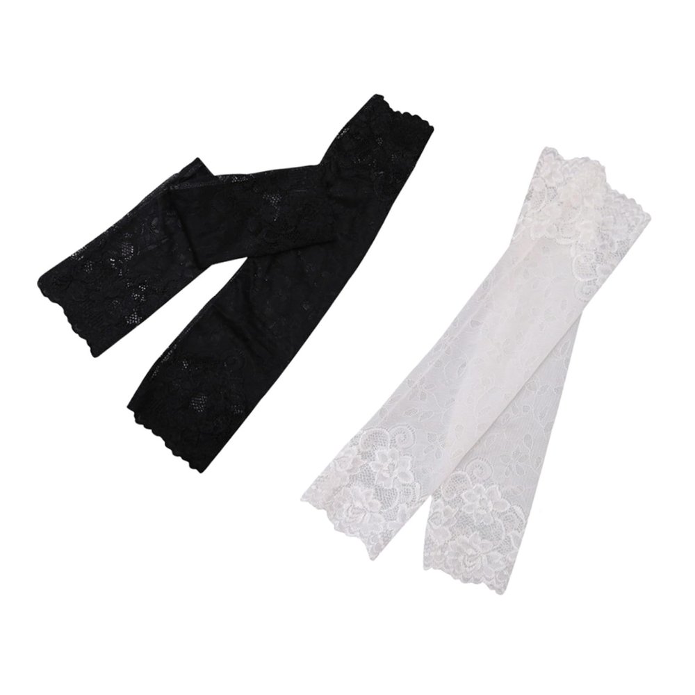 Mikinona Women's Summer Lace Arm Sleeves, 2 Pairs, Quick-Drying UV Sun Protection