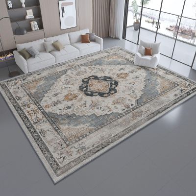 Non-Slip Floral Geometric Rug, 50 x 80 cm, Light Blue-Gray
