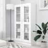 Hommdiy Living Room Display Cabinet, High-Gloss Engineered Wood, Glass Doors, 150 cm, White view 1