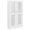 Hommdiy Living Room Display Cabinet, High-Gloss Engineered Wood, Glass Doors, 150 cm, White view 2