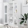 Hommdiy Living Room Display Cabinet, High-Gloss Engineered Wood, Glass Doors, 150 cm, White view 3