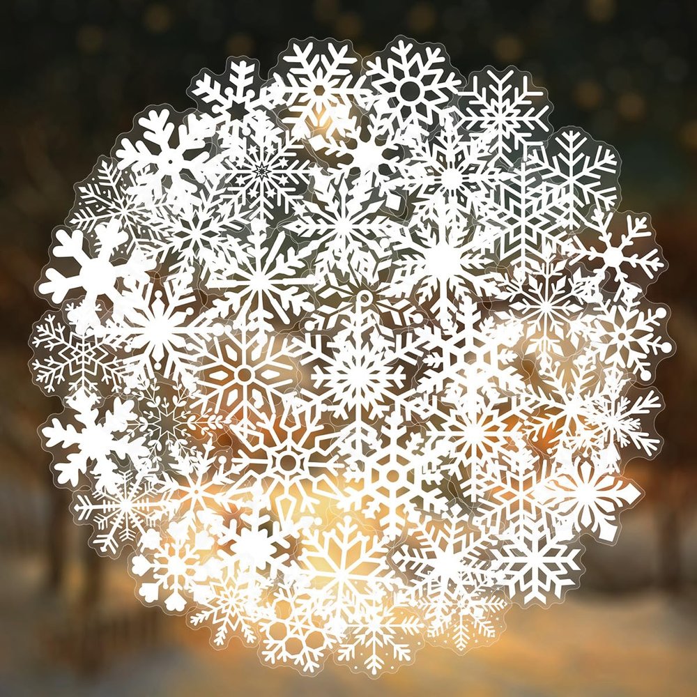 50 Transparent Snowflake Vinyl Stickers for Laptop, Guitar, Bike, Car, Phone and More
