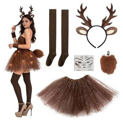 5-Piece Women's Brown Reindeer Costume Set