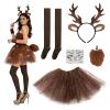 5-Piece Women's Brown Reindeer Costume Set view 1