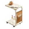C-Shape End Table with Casters, White view 1