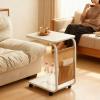 C-Shape End Table with Casters, White view 2
