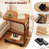 C-Shape End Table with Casters, White view 3