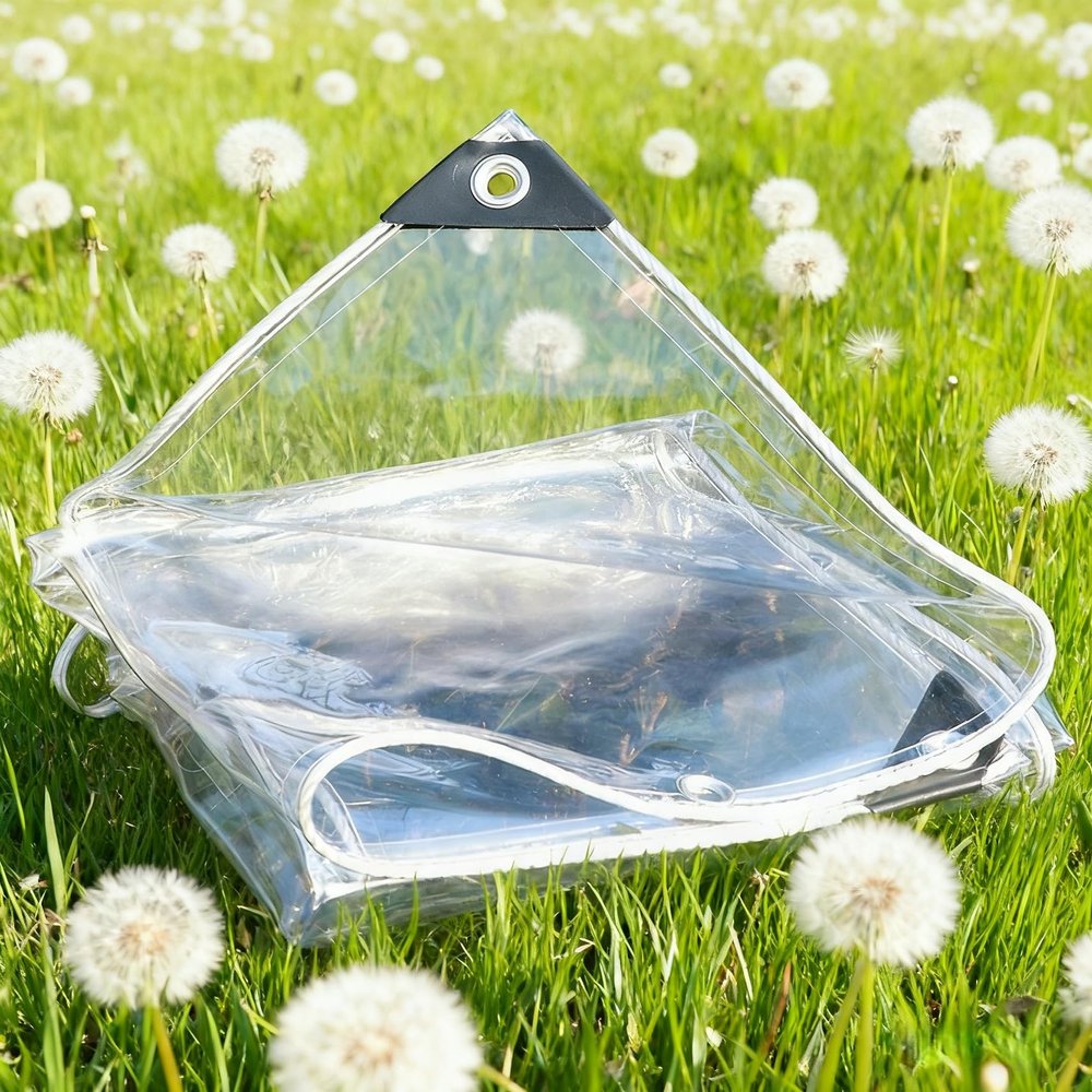 Waterproof Clear Tarpaulin 160 x 245 cm with Grommets, UV-Resistant PVC Cover for Outdoor Use