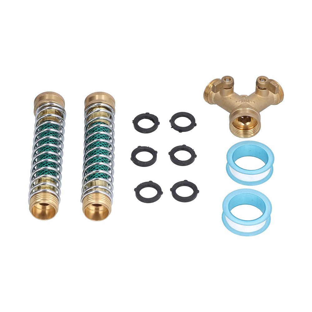 2-Way Garden Faucet, 3/4-Inch Brass Connection, Dual Outlet