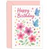 Birthday Card for Granddaughter, Cute Colorful Design with Butterflies, Flowers and Hearts, for Women, Adults and Children, Blank Inside view 1