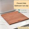 Premium Rectangular Bamboo Bath Mat, Waterproof Non-Slip Shower Mat with Handle view 4