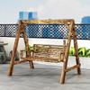 2-Seater Wooden Swing Bench with Stand, Backrest and Armrests, Supports 362.9 kg view 1
