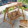 2-Seater Wooden Swing Bench with Stand, Backrest and Armrests, Supports 362.9 kg view 3
