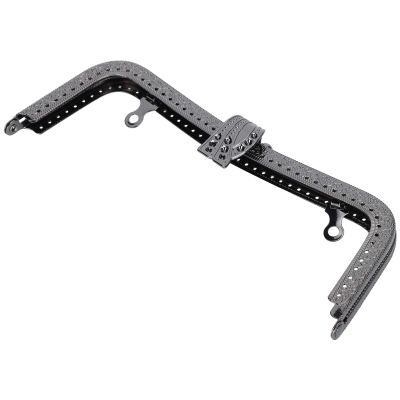Akozon Metal Purse Frame with Clasp, Retro Embossed Handle, 20 cm, Gunmetal B01-02700479
