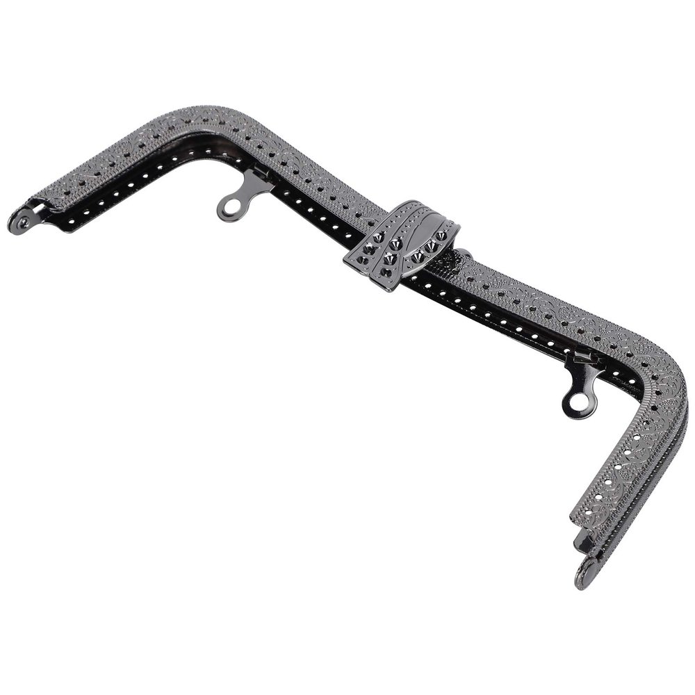 Akozon Metal Purse Frame with Clasp, Retro Embossed Handle, 20 cm, Gunmetal B01-02700479