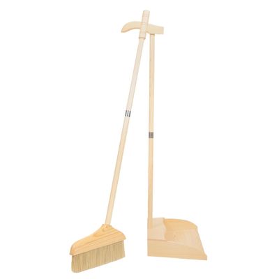UPKOCH Soft-Bristle Broom and Dustpan Set with Long, Durable Wooden Handle